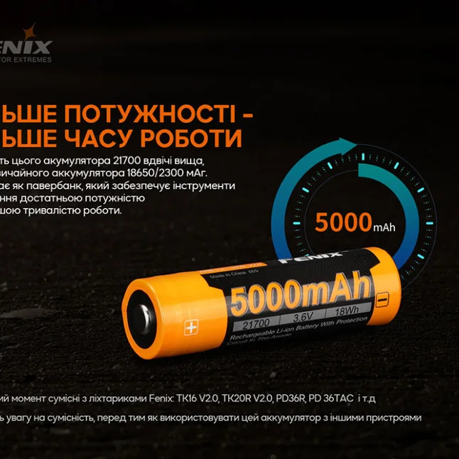 Акумулятор 21700 Fenix ARB-L21-5000 V2.0 — Photo 4