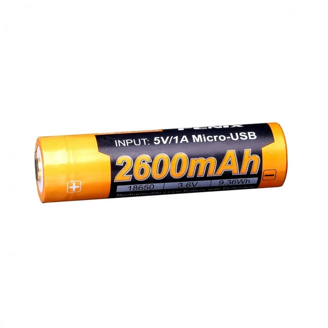 Аккумулятор 18650 Fenix (2600 mAh) micro usb зарядка — Photo 2