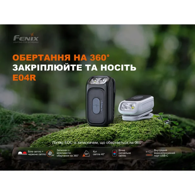 Фонарь с клипсой Fenix E04R, белый — Photo 2