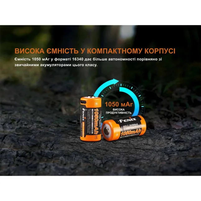 Аккумулятор 16340 Fenix (1050 mAh) Type-C — Photo 2