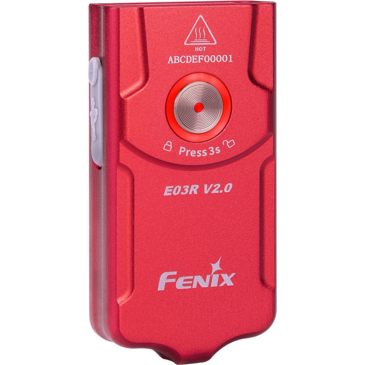 Ліхтар наключний Fenix E03R V2.0, червоний 