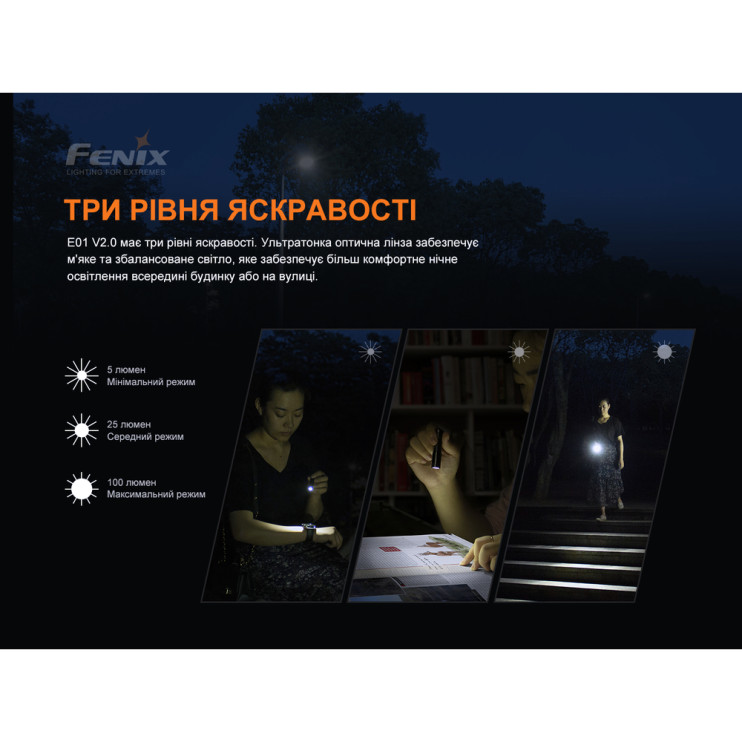 Ліхтар Fenix E01 V2. 0, синій 