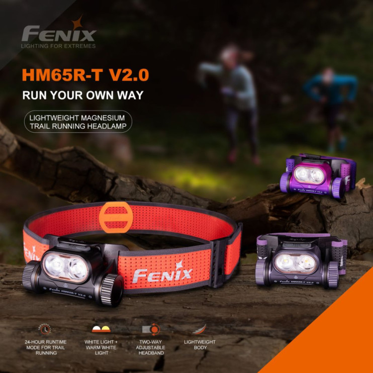 Ліхтар налобний Fenix HM65R-T V2.0 бузковий 