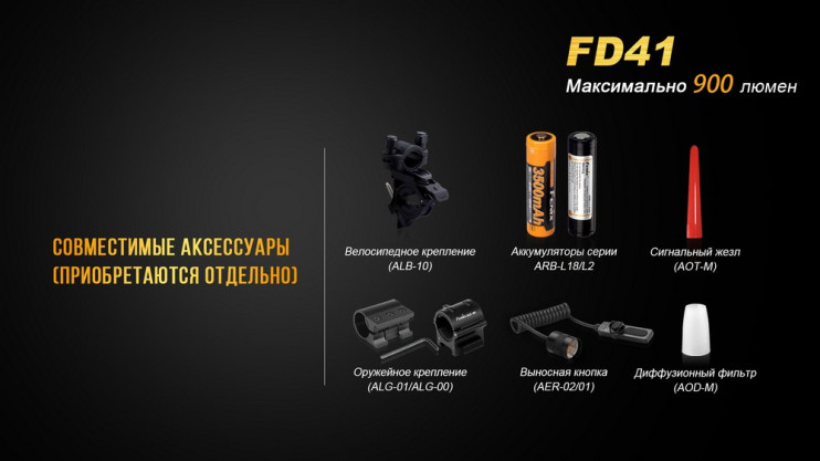 Ліхтар ручний Fenix FD41 з акумулятором 