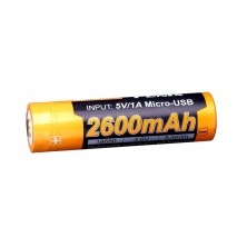 Акумулятор 18650 Fenix (2600 mAh) micro usb зарядка
