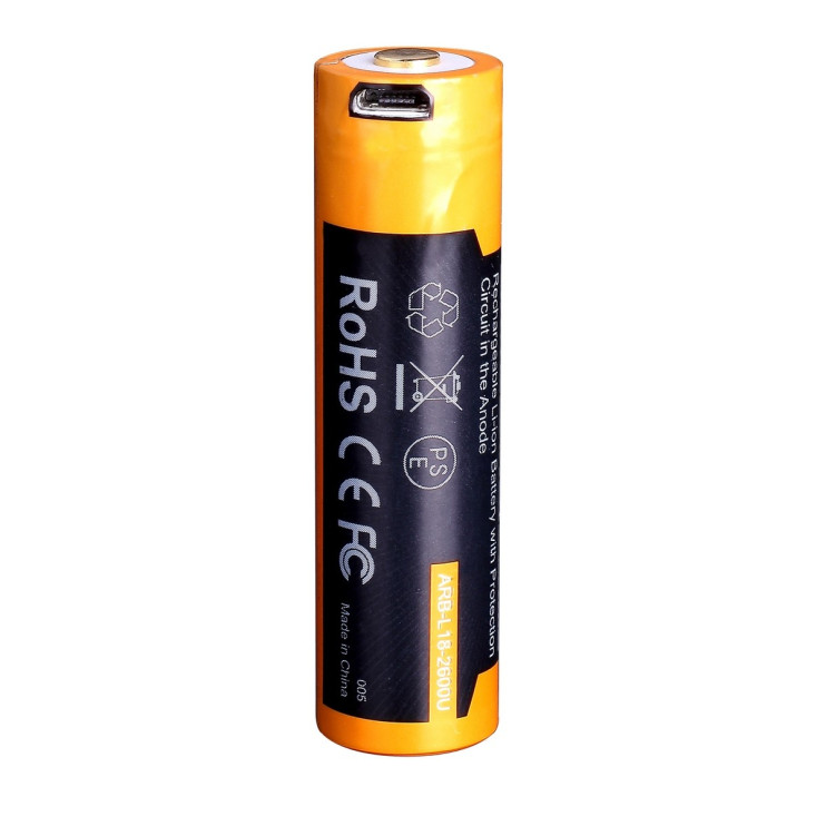Акумулятор 18650 Fenix (2600 mAh) micro usb зарядка 