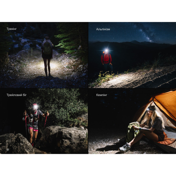 Ліхтар налобний Fenix HM55R з червоним світлом, рожевий 1200 лм