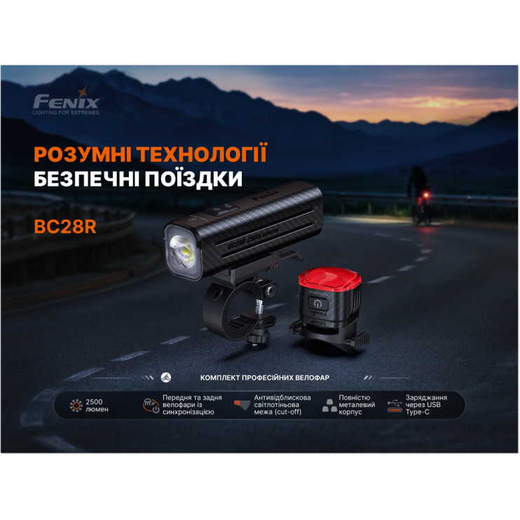 Комплект велофар (передня+задня) Fenix BC28R