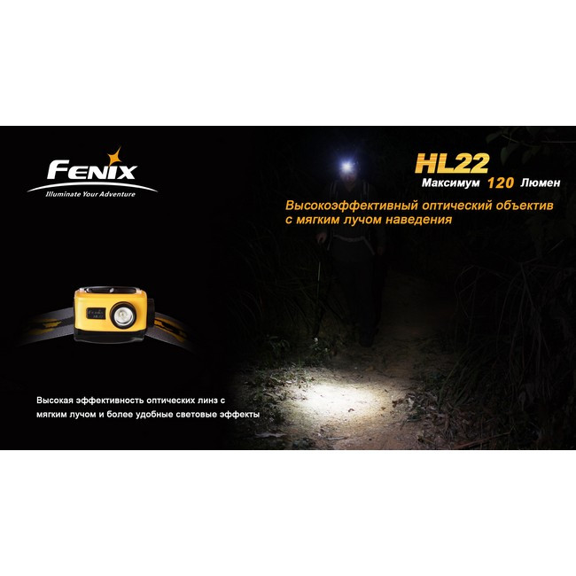 Налобний ліхтар Fenix HL22, жовтий 