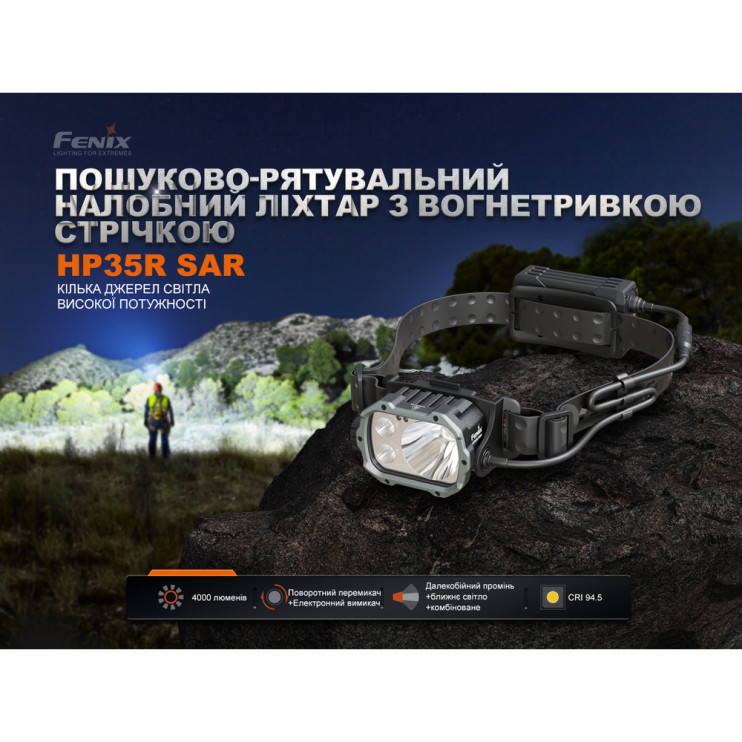 Ліхтар налобний Fenix HP35R SAR з вогнетривкою пов'язкою 