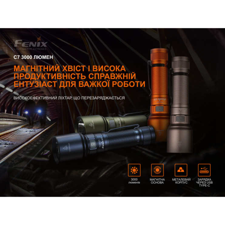 Фонарь ручной Fenix C7 зеленый | Лимитированная серия