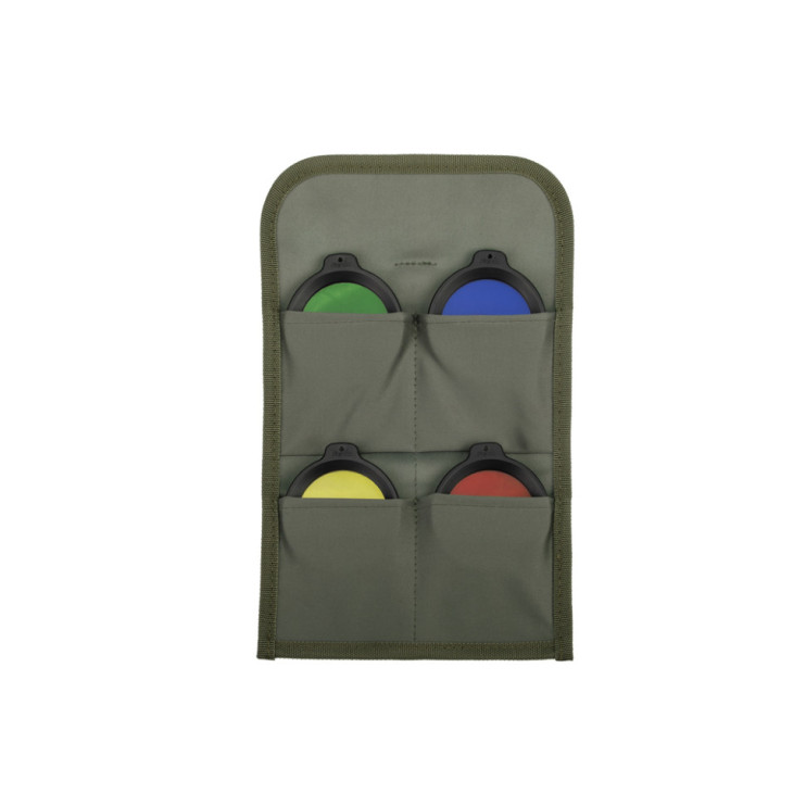 Набор из 4 фильтров (синий, желтый, зеленый, красный) для фонарей Fenix серии HT18 (в комплекте есть сумка для хранения)  