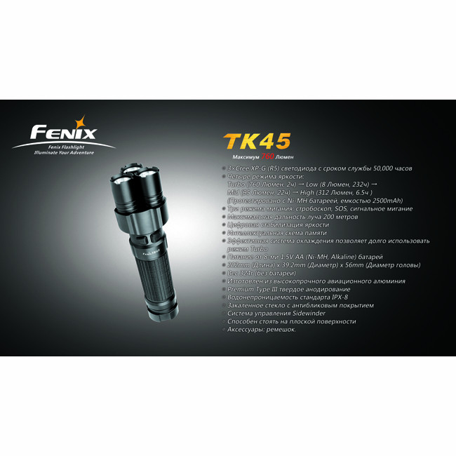 Тактический фонарь Fenix TK45  