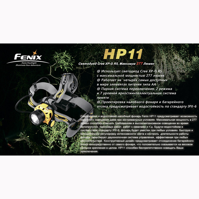 Налобный фонарь Fenix HP11, черный  