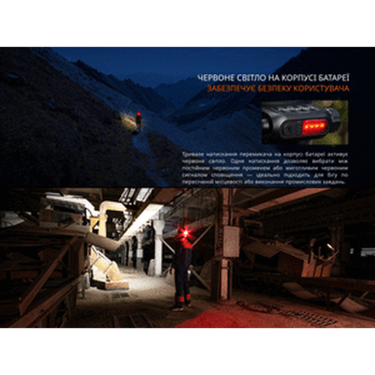 Фонарь налобный Fenix HP12R-TRd красный  