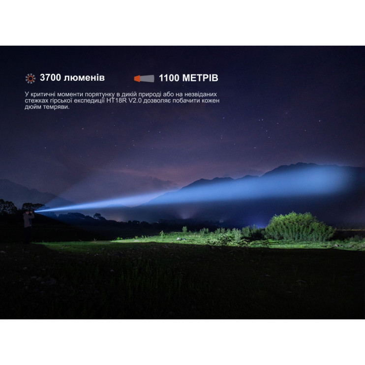 Сверхмощный дальнобойный поисковый фонарь Fenix HT18R v.2.0, 3700 лм 1100м