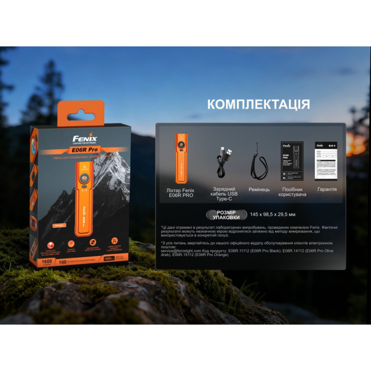 Фонарь наключный Fenix E06R PRO, черный  