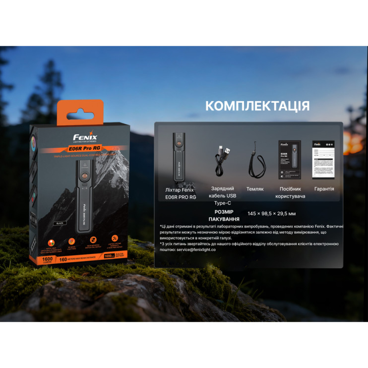 Фонарь Fenix E06R PRO RG, черный