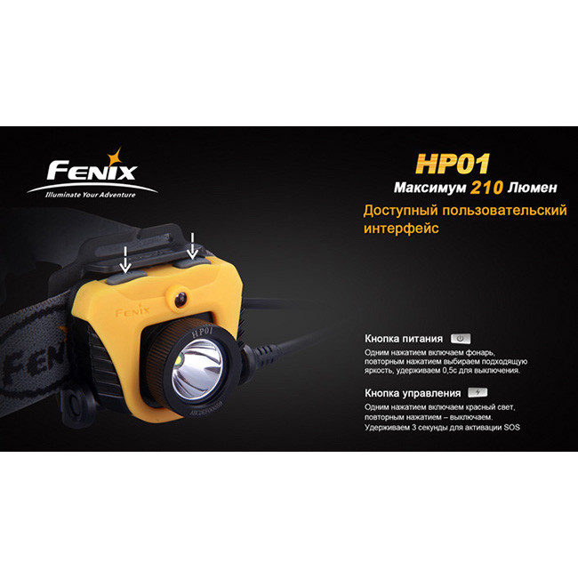 Налобный фонарь Fenix HP01, желтый  