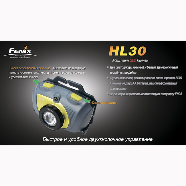 Налобный фонарь Fenix HL30, серо-зеленый  