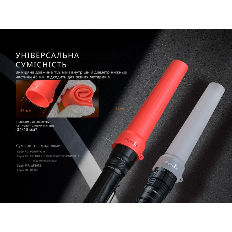 Диффузионный фильтр силиконовый Fenix ​​AOT-04 красный для фонарей серии PD, TK, WF, HT  
